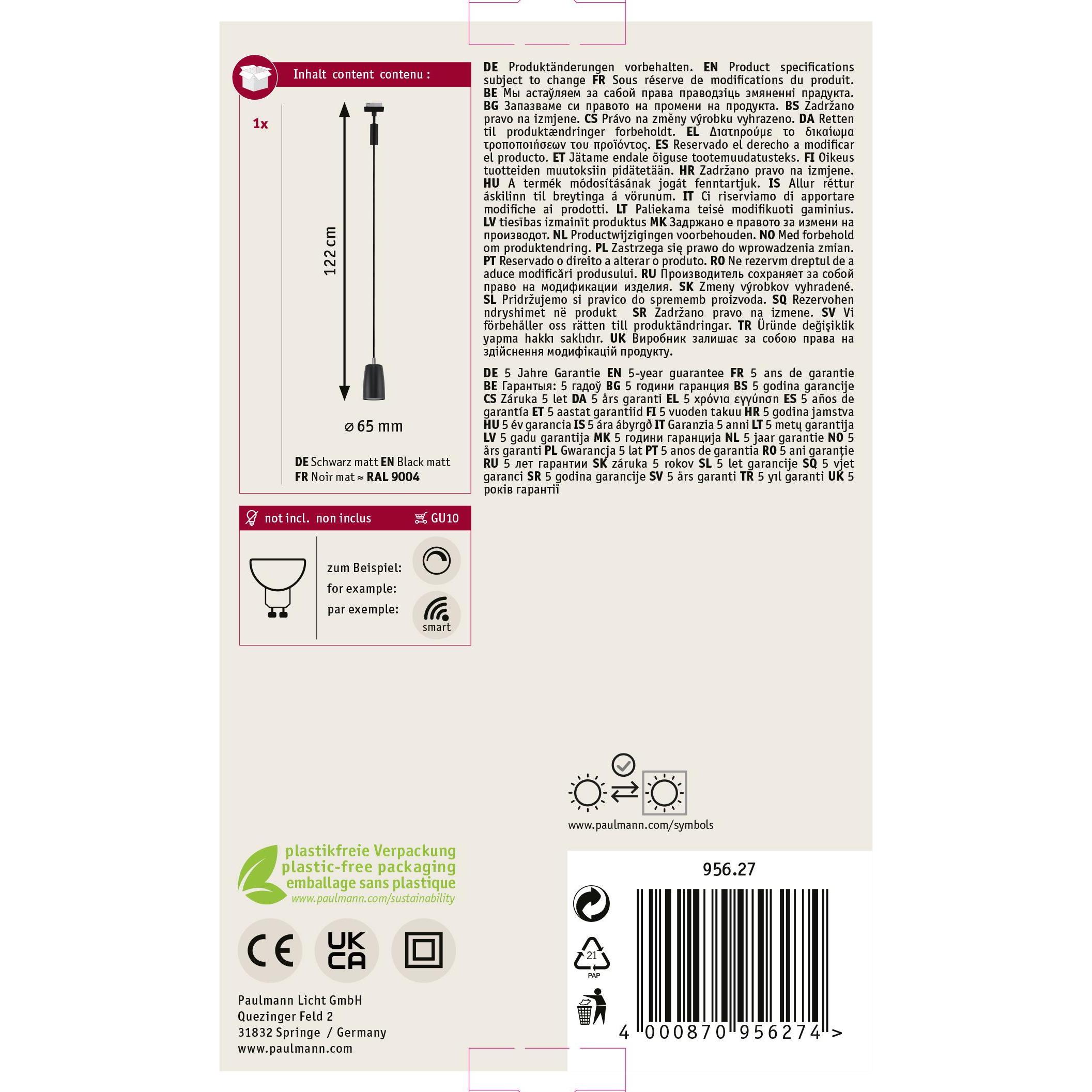 Thumbnail - Paulmann, Pendelleuchte, URail Pendel Cover (GU10)