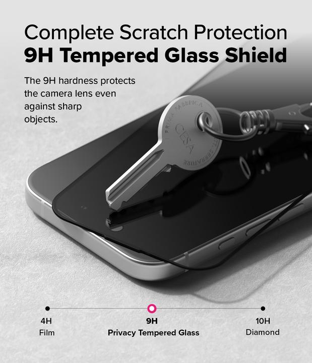 Produktbild Ringke Screen Protector for iPhone 16 / 15 PRIVACY TEMPERED GLASS w installation Jig (Apple iPhone 15, Apple iPhone 16)