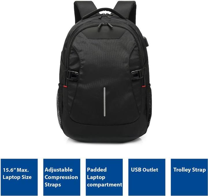 Image du produit ACT Global, backpack 15.6", noir, avec port de charge USB (0.27 l)