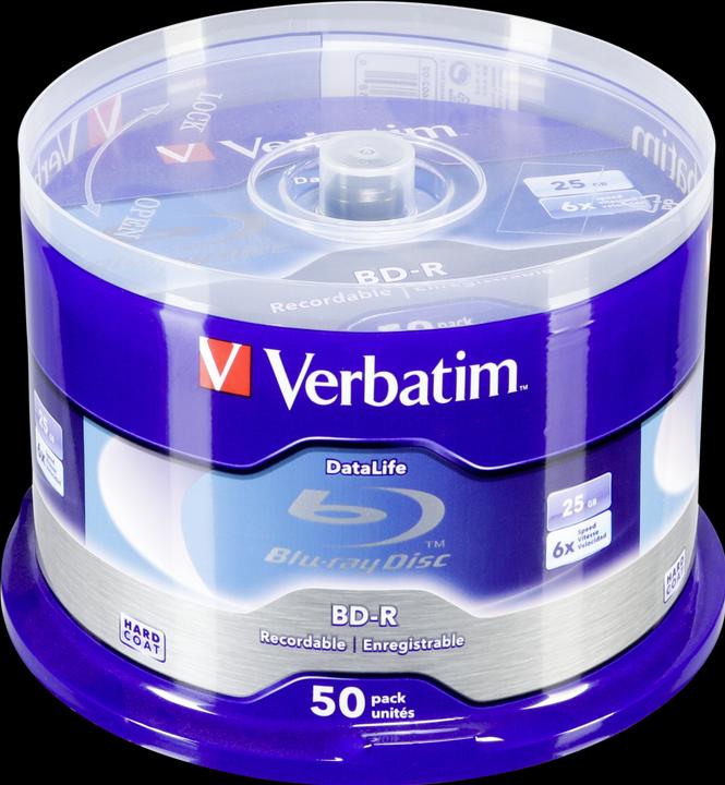 Image du produit Verbatim 1x50 BD-R Blu-Ray 25Go Blu-Ray 6x Speed Datalife No-ID Cakebox (50 x)
