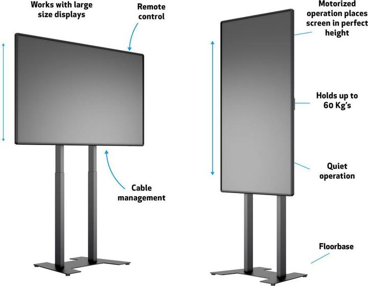 Image du produit Multibrackets Pied électr., -90", max 60 kg, noir (60 kg, 37" - 90")