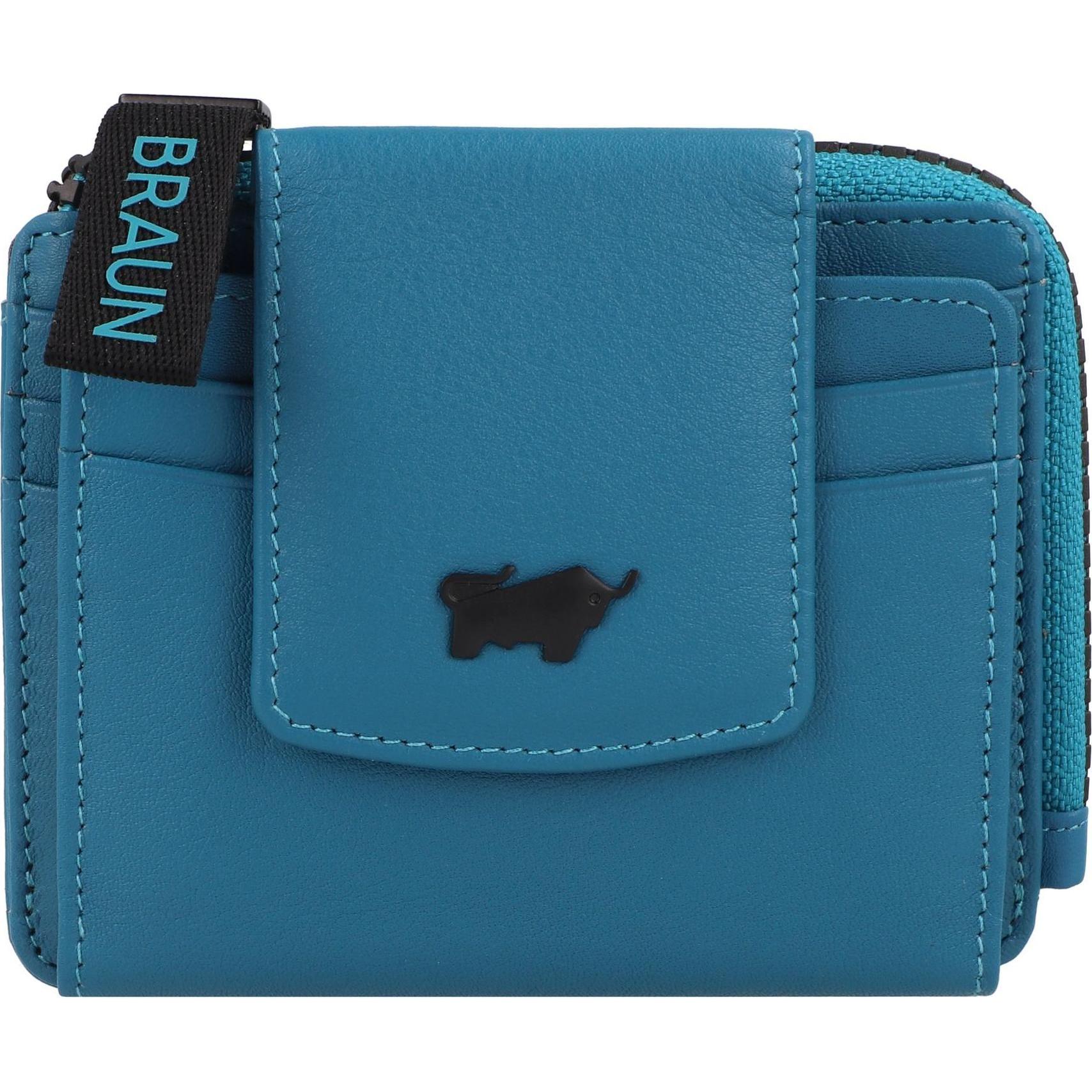 Braun Büffel, Portemonnaie, Capri Kreditkartenetui RFID Schutz Leder 11 cm, Blau