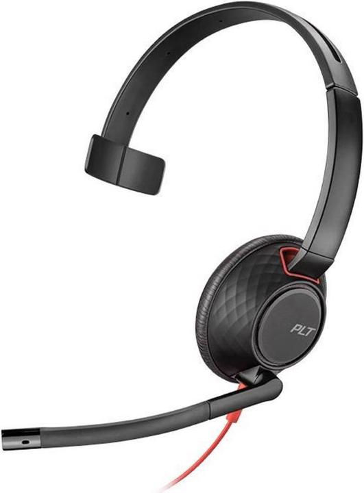 Poly Telefon Headset Blackwire 5210 Monophon Kopfband Schwarz Rot (Kabelgebunden, USB-C)