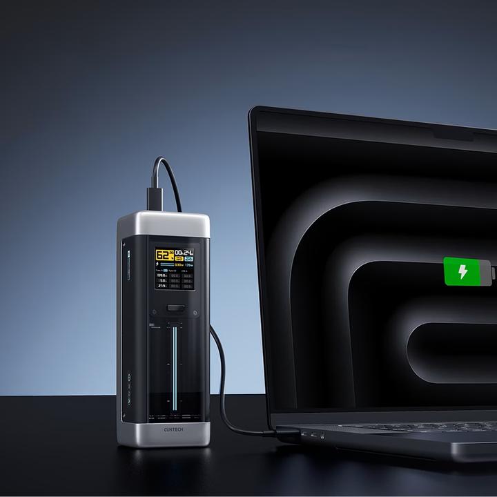 Immagine prodotto Cuktech Powerbank CUK00P23GLBK 210W 25000mAh Power Bank 2 x USB-C 1 x USB-A - schwarz (25000 mAh, 210 W)