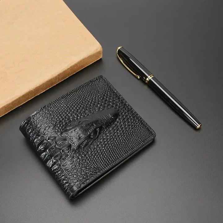 Actual product image Only-Bags.Store Kurze vertikale Krokodilkopfmappe, mit Öl und Wachs gepresst, Vintage-Leder-Clutch, einfarbiges