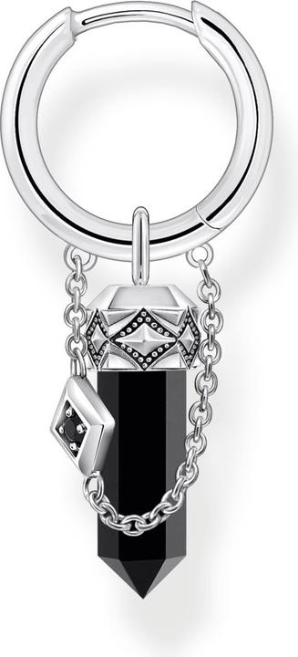 Image du produit Thomas Sabo Créole simple avec pendentif en onyx et chaîne en argent noirci (Noirci, Argent sterling 925)