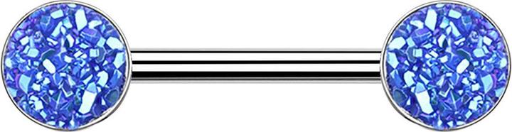 Produktbild Star Piercing Barbell silber mit Druse Stein dunkelblau (ohne Messing, Chirurgenstahl 316L)