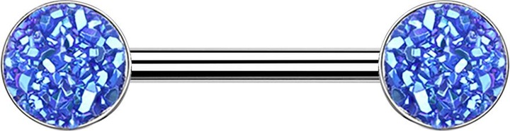 Actual product image Star Piercing Barbell silber mit Druse Stein dunkelblau (without brass, Surgical steel 316L)