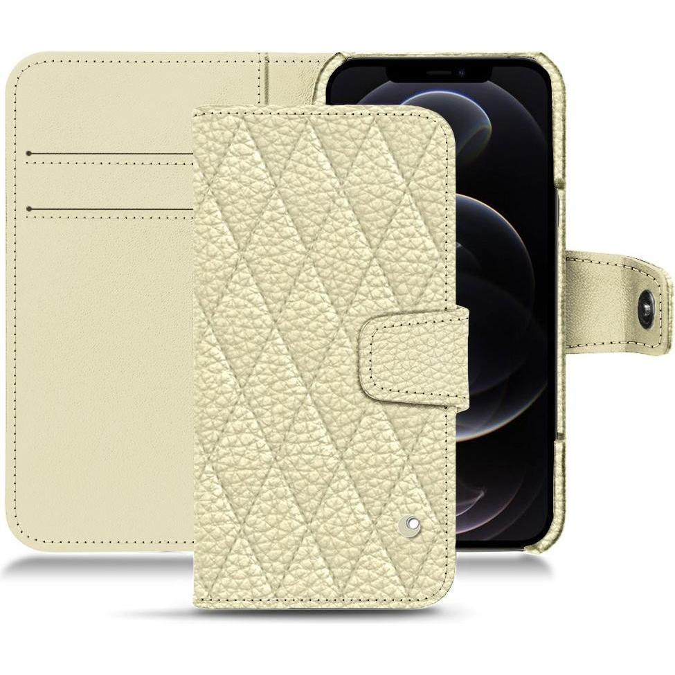 Noreve Lederschutzhülle Wallet (Apple iPhone 12 Pro), Smartphone Hülle, Weiss