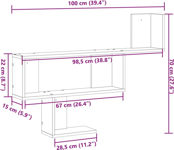 Valori nutrizionali e ingredienti VidaXL Scaffale a muro (100 x 15 x 70 cm)