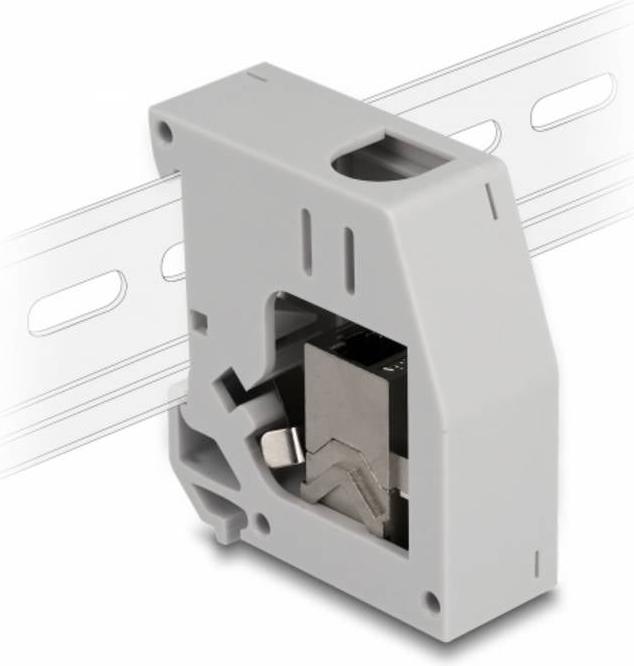 Image du produit Delock Adaptateur pour profilé chapeau avec module Keystone RJ45 femelle vers RJ45 femelle Cat.6A (Support de module Keystone)