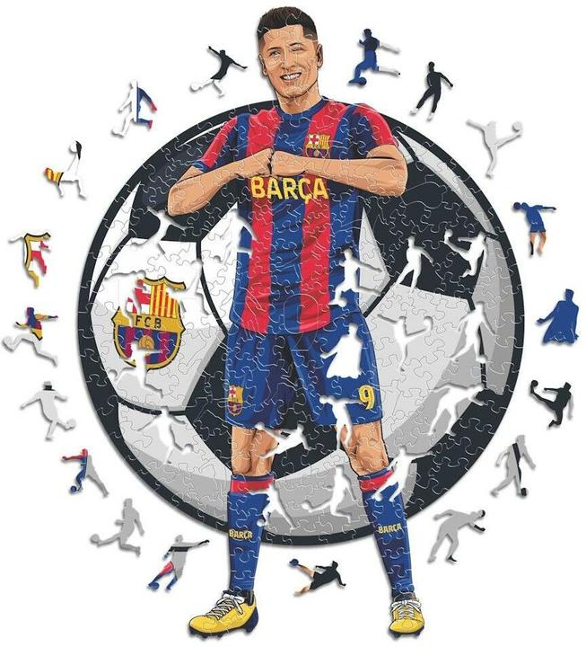 Produktbild Iconic FC Barcelona - Robert Lewandowski - Holz Puzzle Grösse M (270 Teile) (270 Teile)