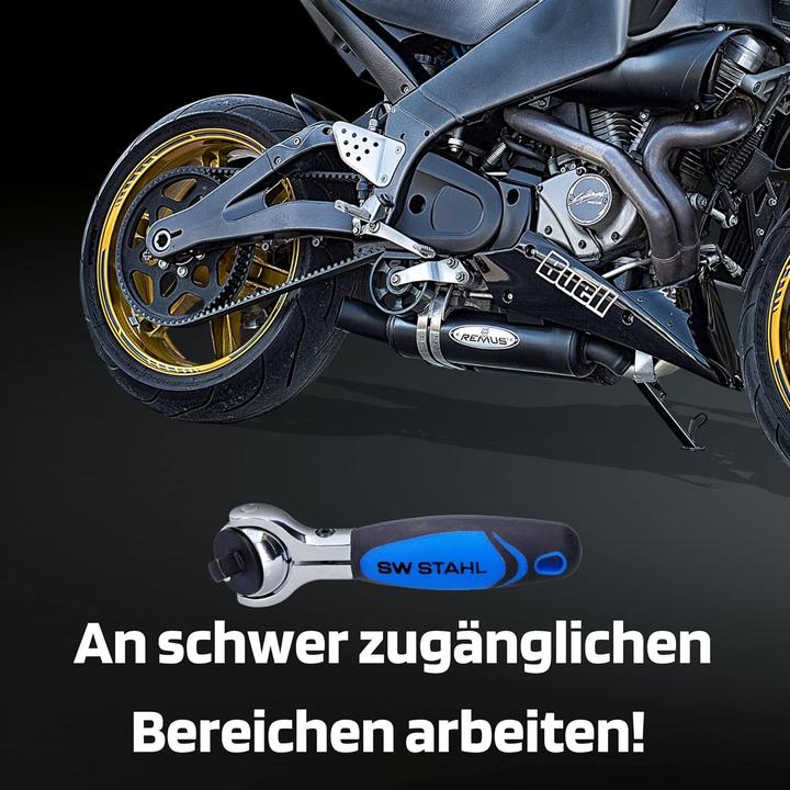 Actual product image SW-Stahl 05715L Reversible ratchet 1/4 inch I 270 degree swivelling head I Mini ratchet I fine-toothed with (1/4")