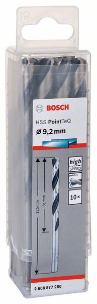 Produktbild Bosch Professional Zubehör Metallspiralbohrer HSS PointTeQ, DIN 338, 9,2 mm, 10er-Pack (9.2 mm)