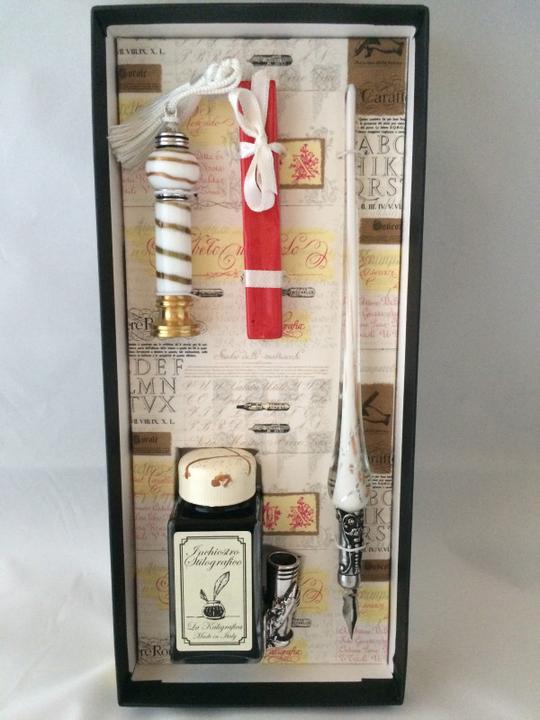 Prona Kalligraphie-Set Glasfederhalter Tinte Sigellack