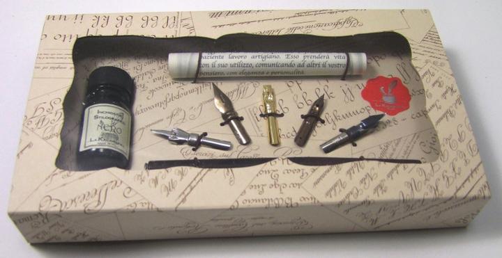 Actual product image Prona Calligraphy set wooden nib/ink, 5 nibs (Brown, Black, 5 x)