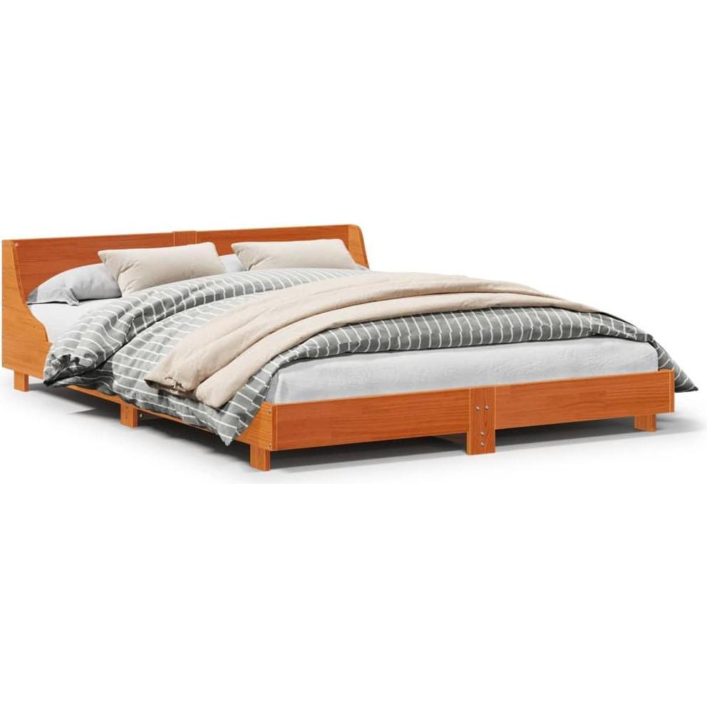 VidaXL, Bett, Bett mit Kopfteil Kiefer (120 x 200 cm)