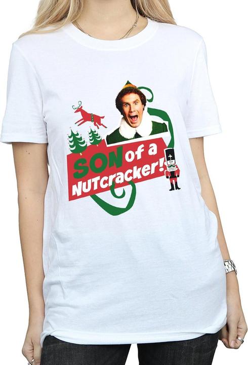 Actual product image Elf Womens/Ladies Son Of A Nutcracker Cotton Boyfriend T-Shirt (L)
