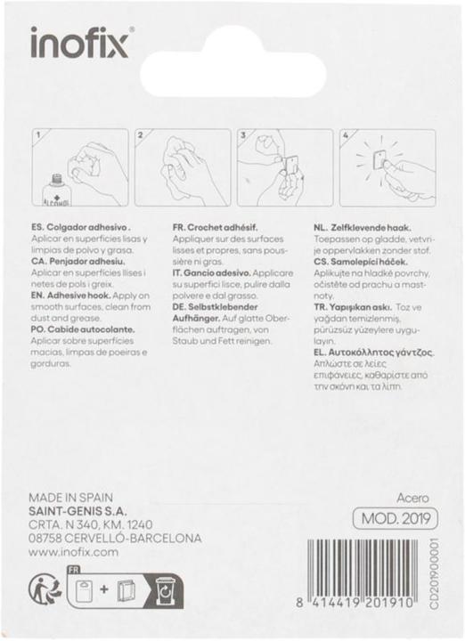 Immagine prodotto Inofix Ganci adesivi per chiavi, argento, 4 pezzi