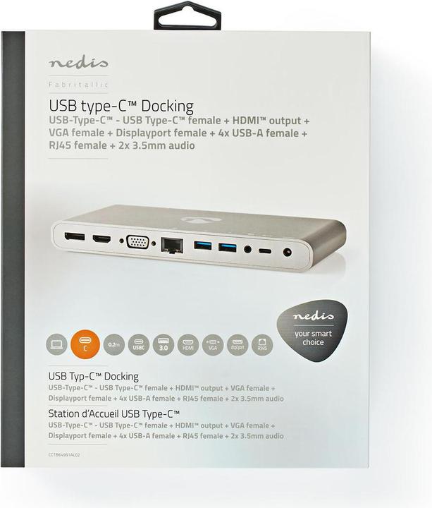 Actual product image Nedis USB Docking Station | USB 3.2 Gen 1 | USB-C™ Connector | DisplayPort Jack / HDMI™ Jack / RJ45 (USB-C, 12 ports)