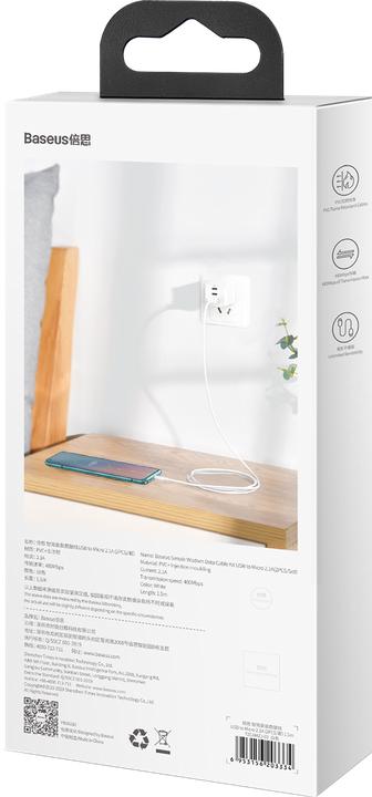Produktbild Baseus Simple Wisdom Data Cable Kit USB to Micro 2.1A (2PCS/Set) 1.5m White (1.50 m)
