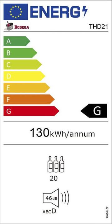 Label énergétique Kibernetik FSP Weinkühlschrank 18 - 21 Flaschen 2 Zonen