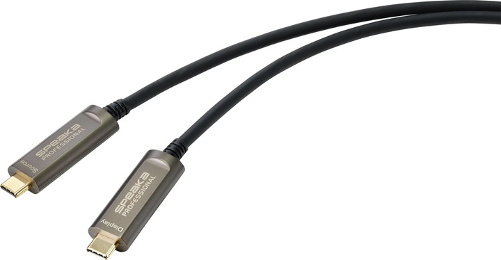 Actual product image SpeaKa Professional USB-C / DisplayPort Connector Cable 10.00m SP-9505620 TPE Jacket Black (1x U... (10 m, DisplayPort)
