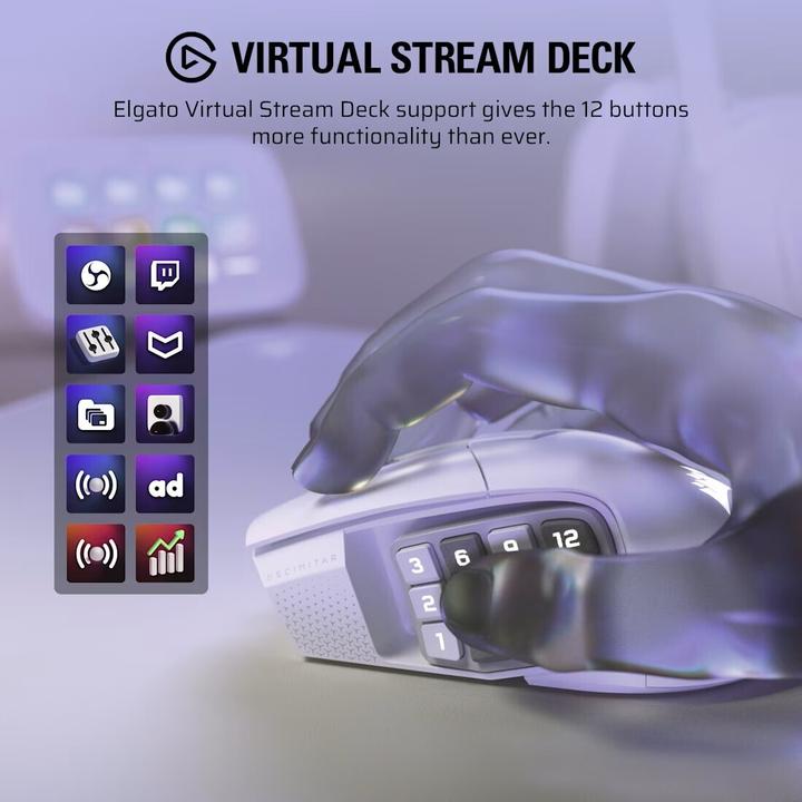 Actual product image Corsair Gaming-Maus Scimitar Elite Wireless SE, Maus Features (Wireless)