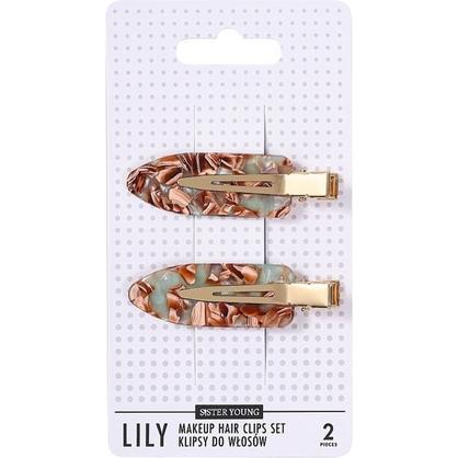 Lilly and Sid, Mollette + clip per capelli, Lily Makeup Hair Clips Set Green Coffee 2 Pieces (2 pz.)