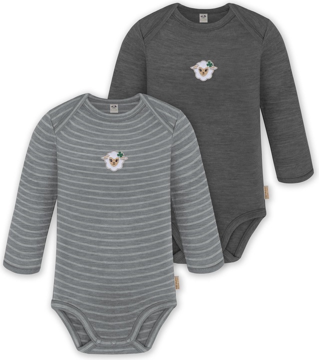 Normani 2er Pack Baby Merino Body Langarm „Auckland" - 9373