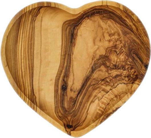 Image du produit Natura Punto Bol en forme de coeur, bois d'olivier, beau motif en bois, 20 x 21 x 2,5cm