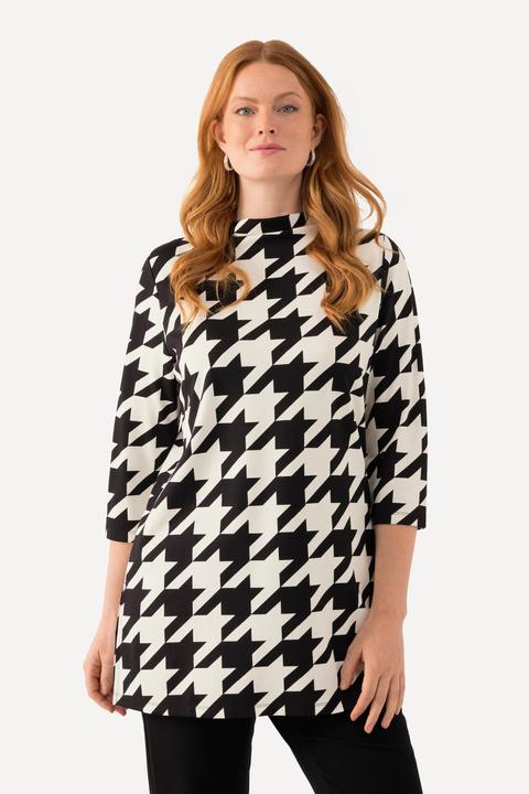 Immagine prodotto Ulla Popken Felpa dal taglio oversize con pied-de-poule, collo alto e maniche a 3/4 (46, 48)