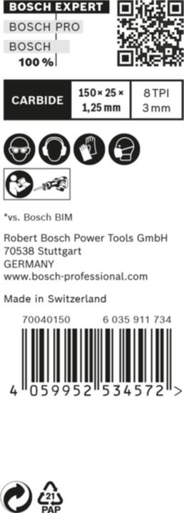 Produktbild Bosch Professional Zubehör EXPERT ‘Thick Tough Metal’ S 955 CHC Säbelsägeblatt, 1 Stück