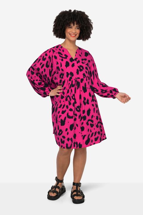 Produktbild Angel of Style Musselin-Kleid, Leodruck, Tunika-Ausschnitt, weite Ballonärmel (48)