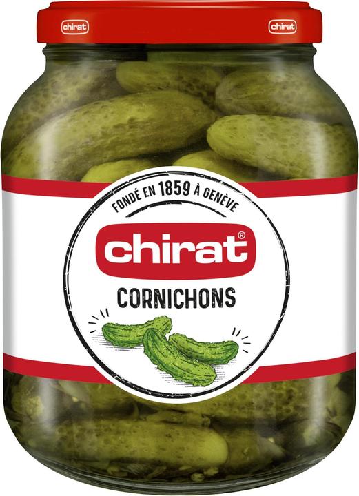 Chirat Essig Cornichons, Essiggemüse Mini Gurken ideal für Raclette, Fondue, Apéro, kalte Platten & Snacks (800 g)