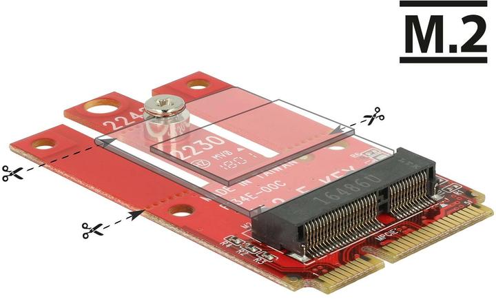 Actual product image Delock Mini PCI Express Card Mini PCIe - M.2 Key-E USB2.0