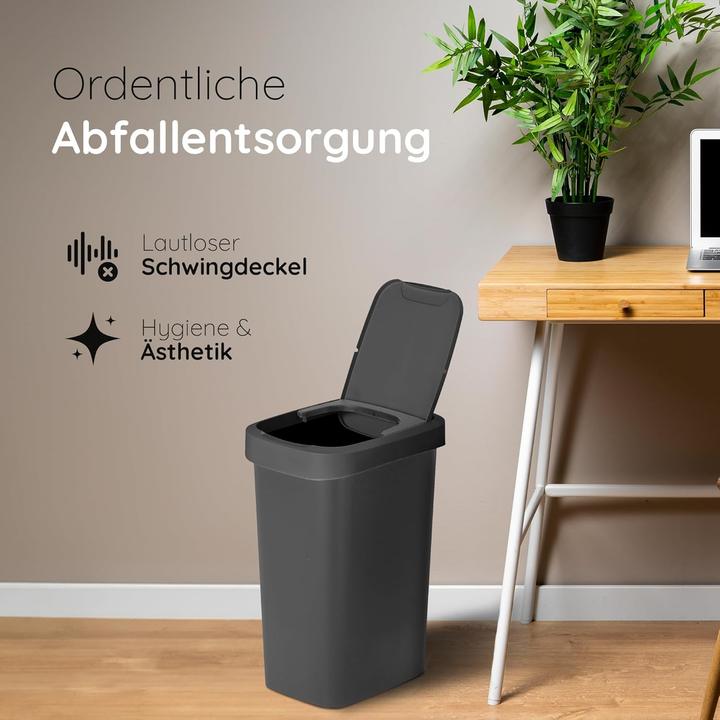 Actual product image Novaliv 3er-Set Mülleimer 50L mit 2in1 Deckel, Klappdeckel & Schwingdeckel, Anti-Geruch Abfalleimer (50 l)
