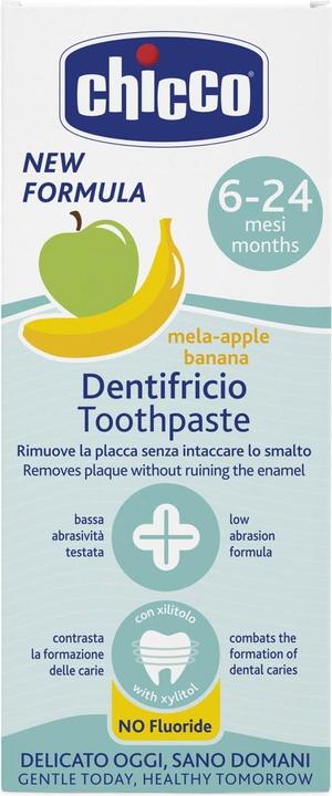Actual product image Chicco Fruity toothpaste with apple/banana flavour, WITH fluoride 1000ppm, 50ml - 6-24m (50 ml)