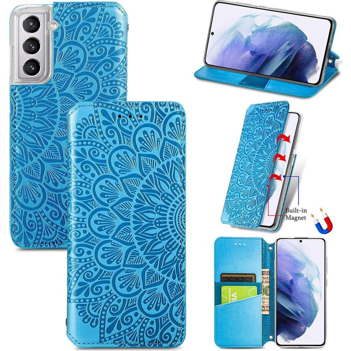 König Design Hülle Handy Schutz für Samsung Galaxy S21 Case Cover Tasche Etuis Bumper Blau (Samsung Galaxy S21+), Smartp...