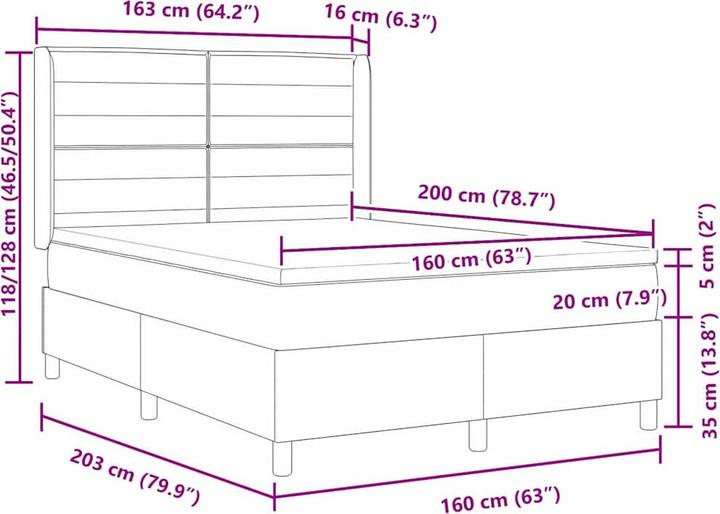 Produktbild vidaXL Boxspringbett (160 x 200 cm)