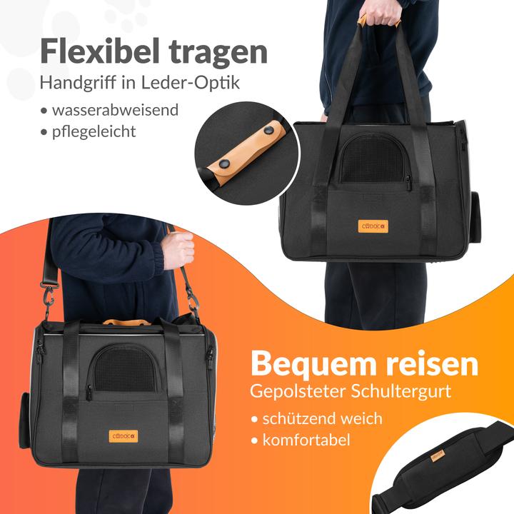 Produktbild Cadoca Haustiertragetasche (Katze, Reflektoren, Faltbar, Waschbar, Komplett zu öffnen)