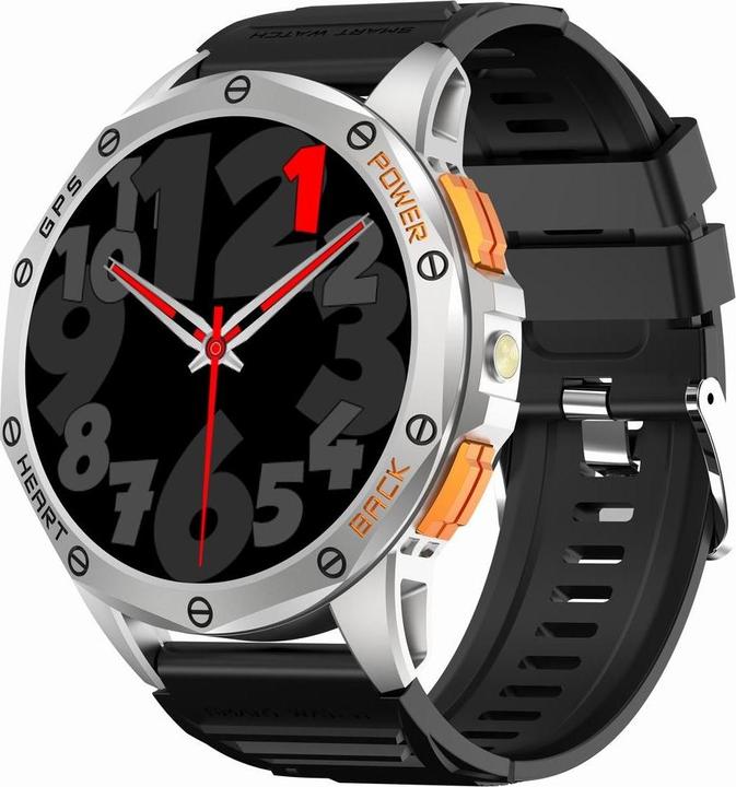 Produktbild Gravity GPS GT24-4 Herren-Smartwatch, schwarzes Silikonarmband + orangefarbenes Silikonarmband