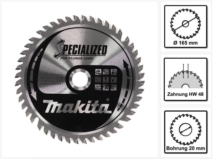 Produktbild Makita SPECIALIZED Kreissägeblatt für Holz 165 x 20 x 1,85 mm 48 Zähne ( B-56764 )