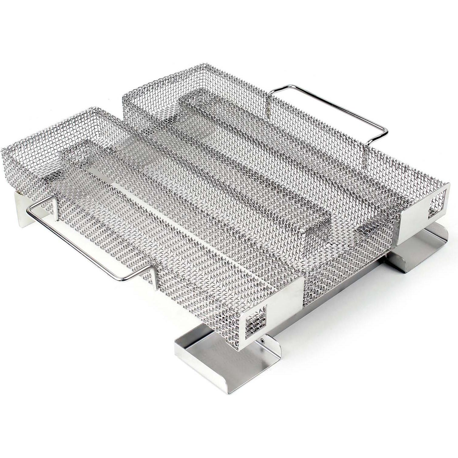 Wiltec, Smoker Zubehör, BBQ Sparbrand 22,5x22,5x5,5cm Edelstahl Kaltrauchgenerator