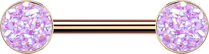 Produktbild Star Piercing Barbell rosegold mit Druse Stein hellviolett (ohne Messing, Chirurgenstahl 316L)