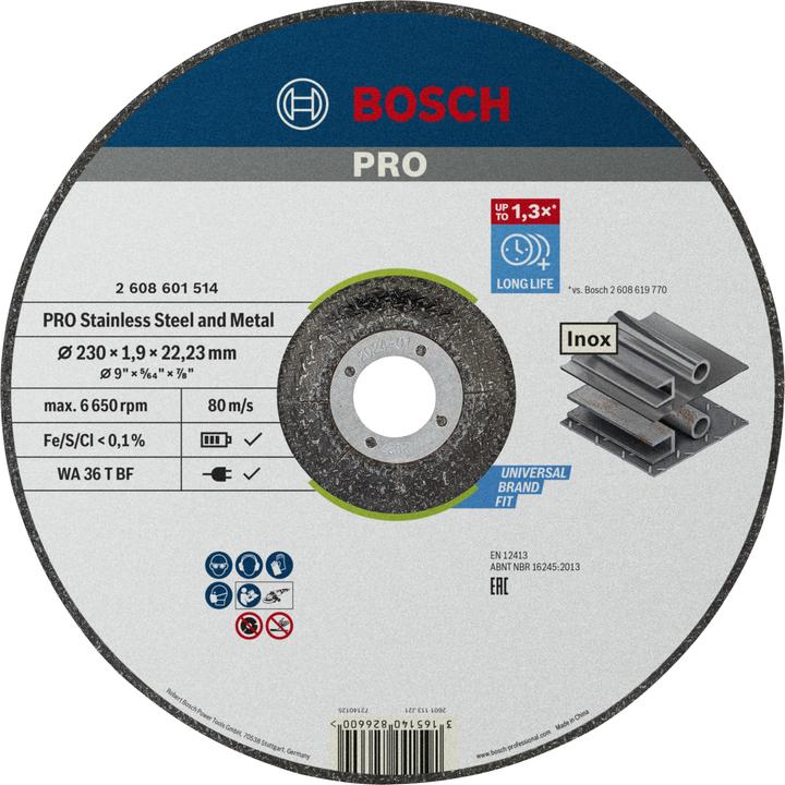 Produktbild Bosch Professional Zubehör PRO Stainless Steel and Metal Trennscheibe, 230 x 1,9 x 22,23 mm