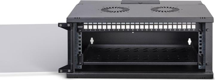 Actual product image Digitus 19" network set, 4U wall-mounted housing and accessories, black SOHO PRO version (4 RU, 19 inch rack)