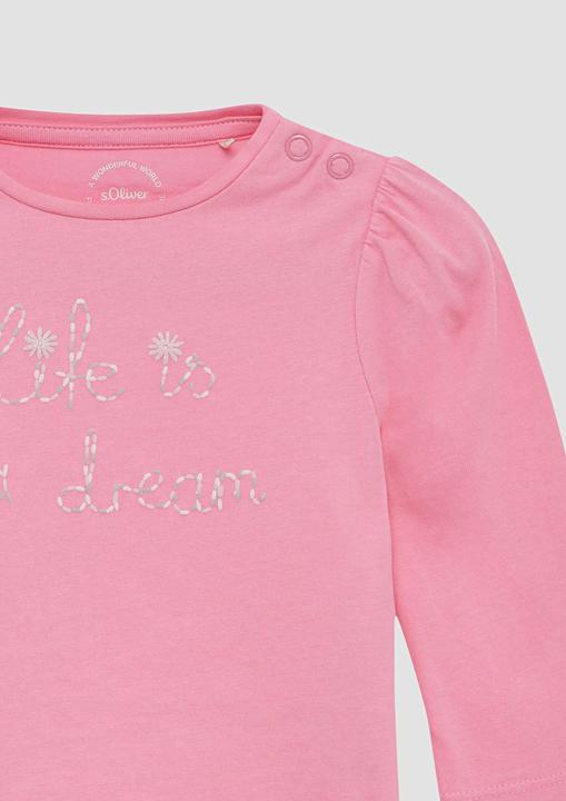 Produktbild S.Oliver T-Shirt Ausgestelltes Langarmshirt mit Glitzerprint und Puffärmeln (74)