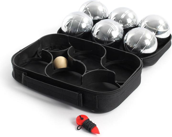 Produktbild Toboli Boule Set 6 Metall Kugeln 7,3 mm mit Schweinchen, Holz Boulekugeln (6 x, 73 mm)