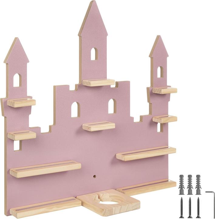 tectake Wall Shelf 'Princess Palace' - fits 22 Tonie figurines, magnetic strips, integrated cable management